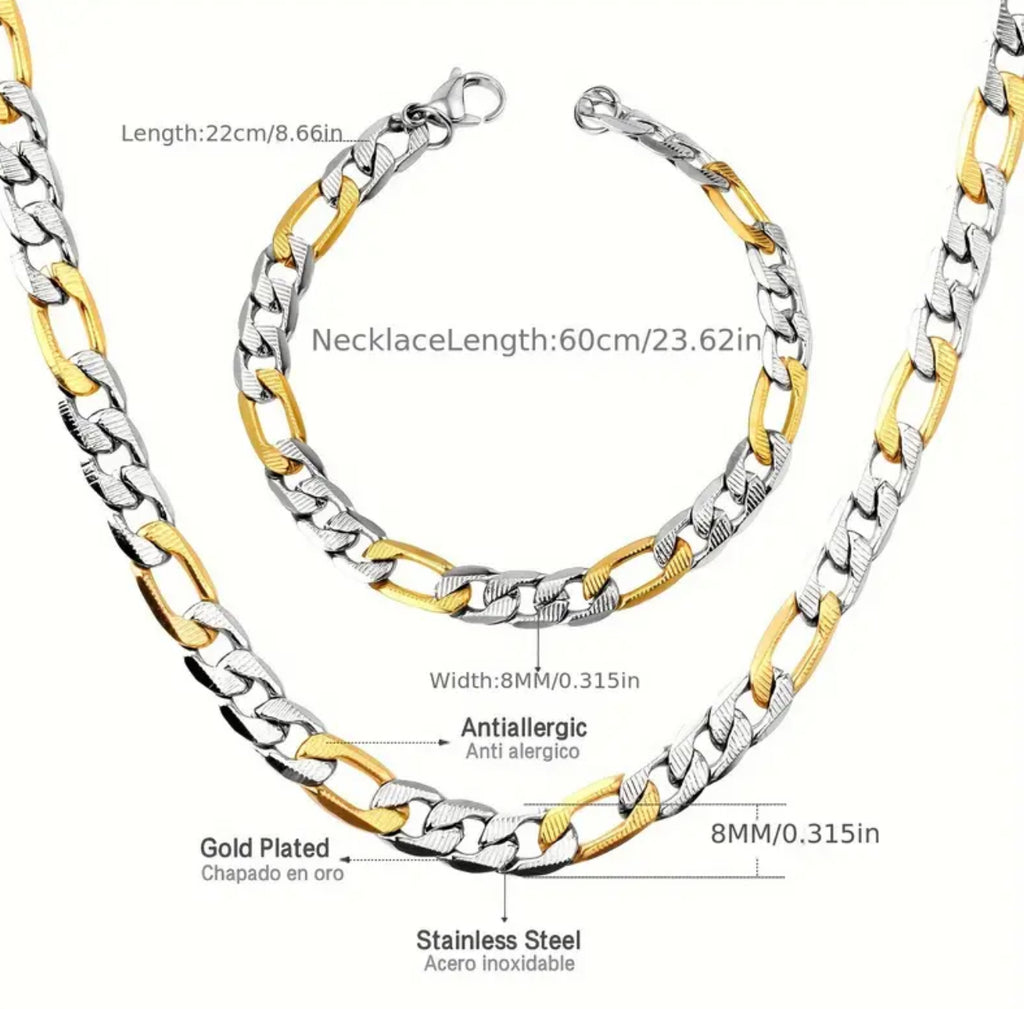 316L Stainless Steel Two-Toned Chunky Necklace