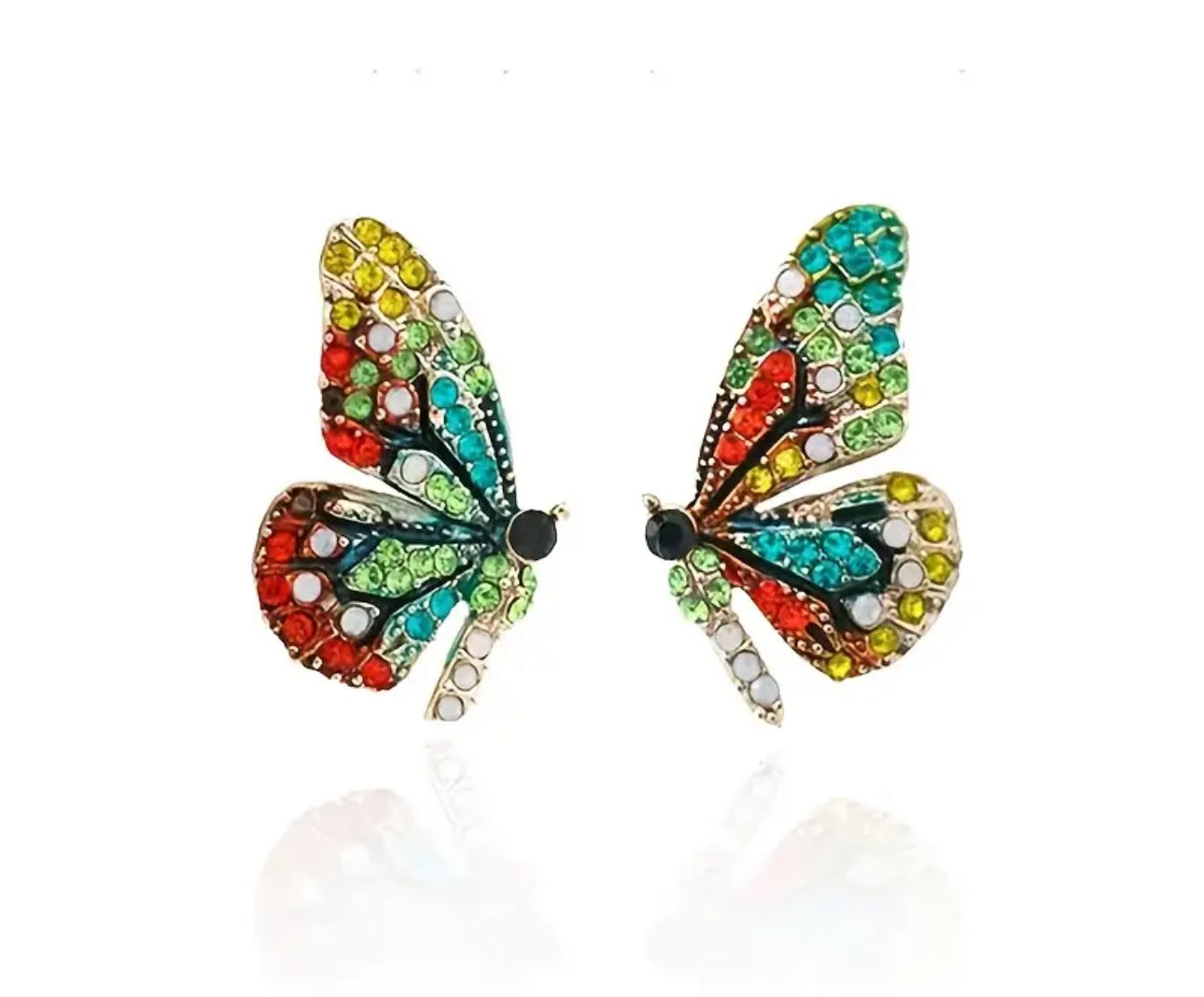 Luxury Alloy Elegant Butterfly Wing Dangle Earrings with Sparkling Rhinestones