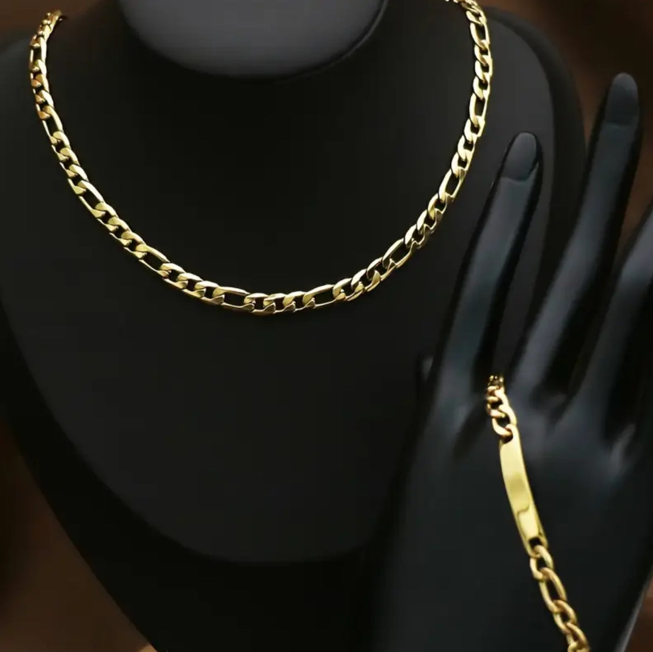 Bohemian Style Stainless Steel Jewelry Set Hypoallergenic Titanium Chain Necklace and Bracelet Set