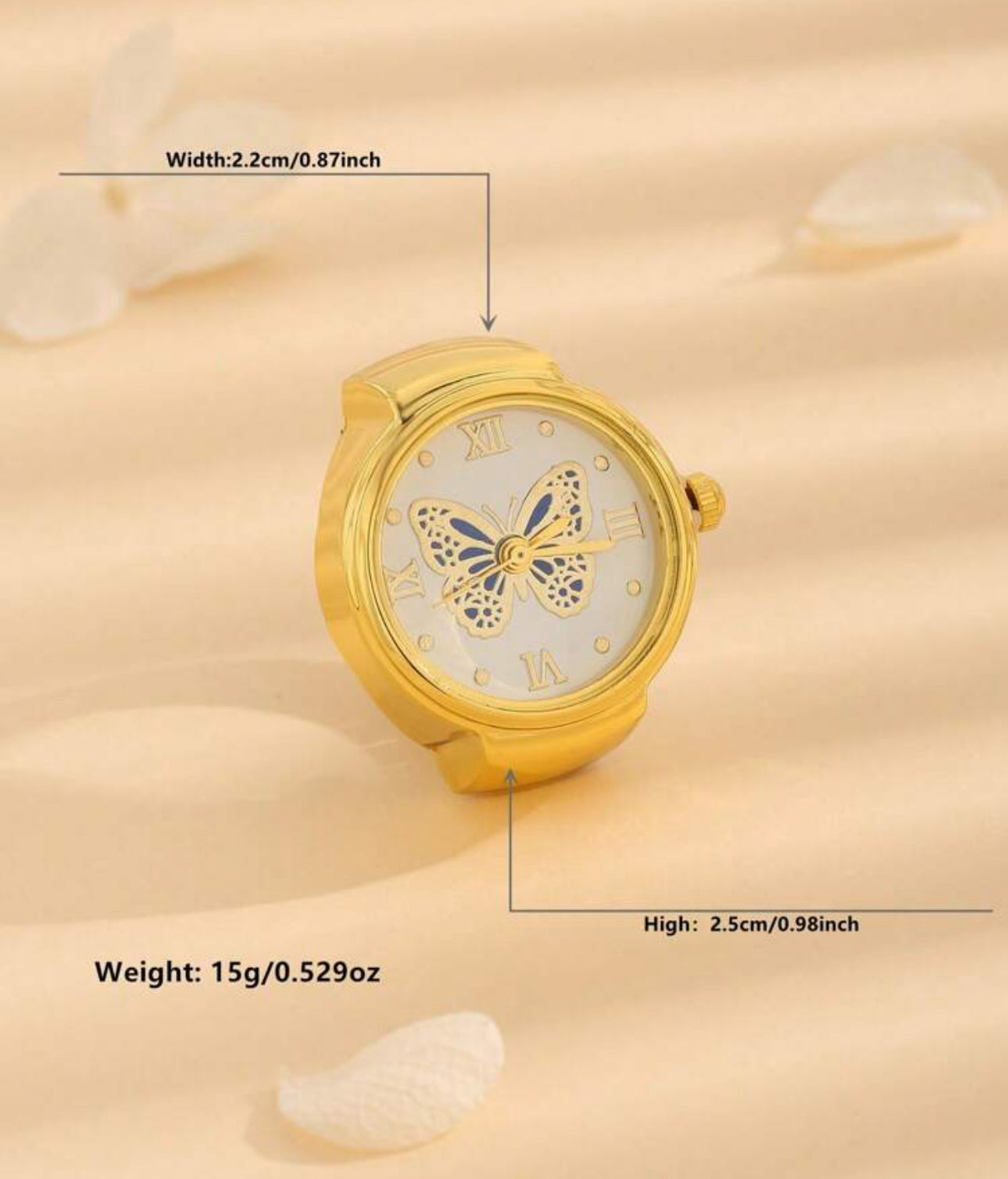 Butterfly Pattern Ring Watch with Fashionable and Unique Design Perfect for Everyday Use Ring and Watch in One