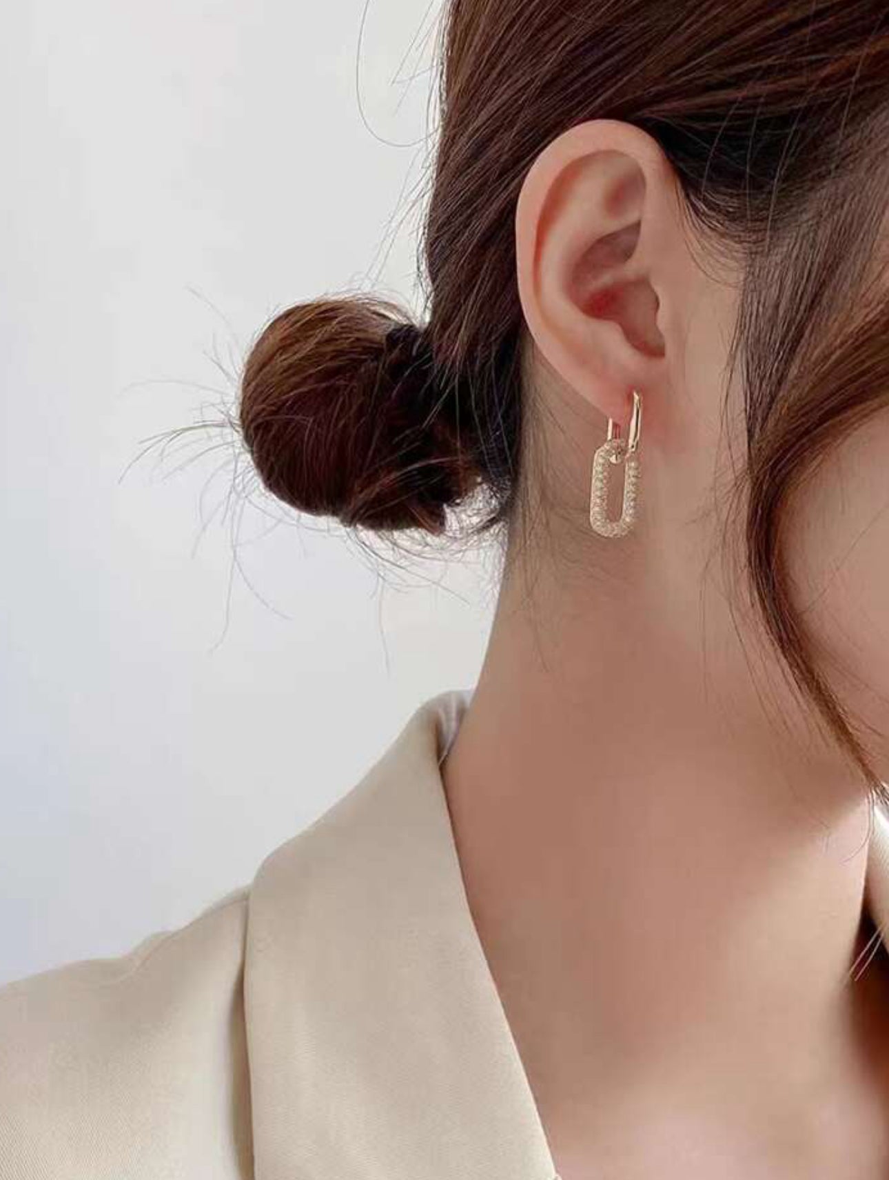 A Pair of Geometric Elegant Earrings with Double Wearing Ways, Sophisticated Stainless Steel Hypoallergenic Jewelry