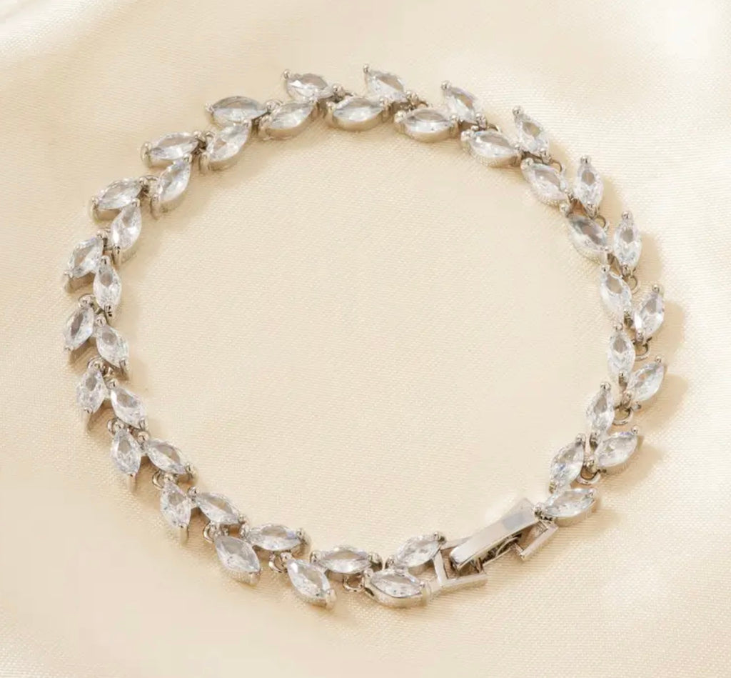 Elegant Luxury Wheat Sheaf Design with Sparkling Cubic Zirconia Stainless Steel-Perfect for Daily Wear and Special Occasions, All-Season Accessory, Minimalist|Cubic Zirconia Bracelet
