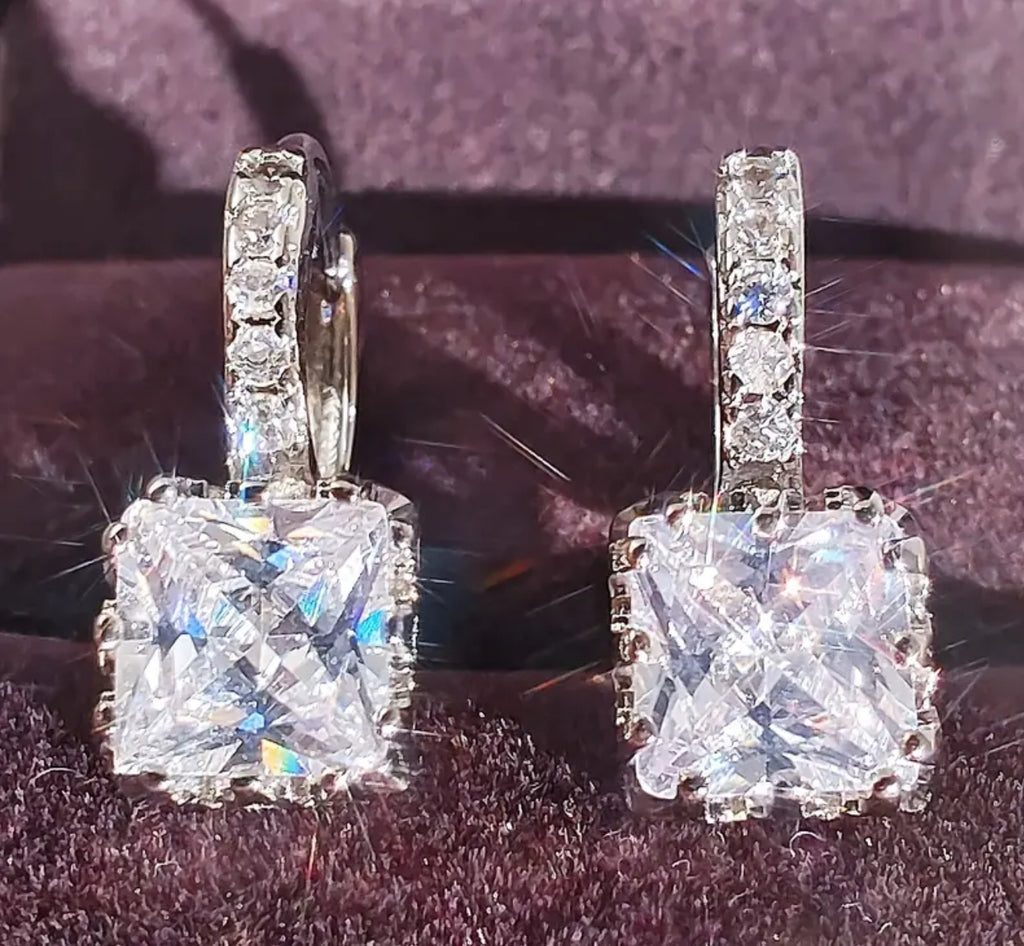 18K Gold Plated Hypoallergenic Sterling Silver- Created Synthetic Zirconia Full Earrings