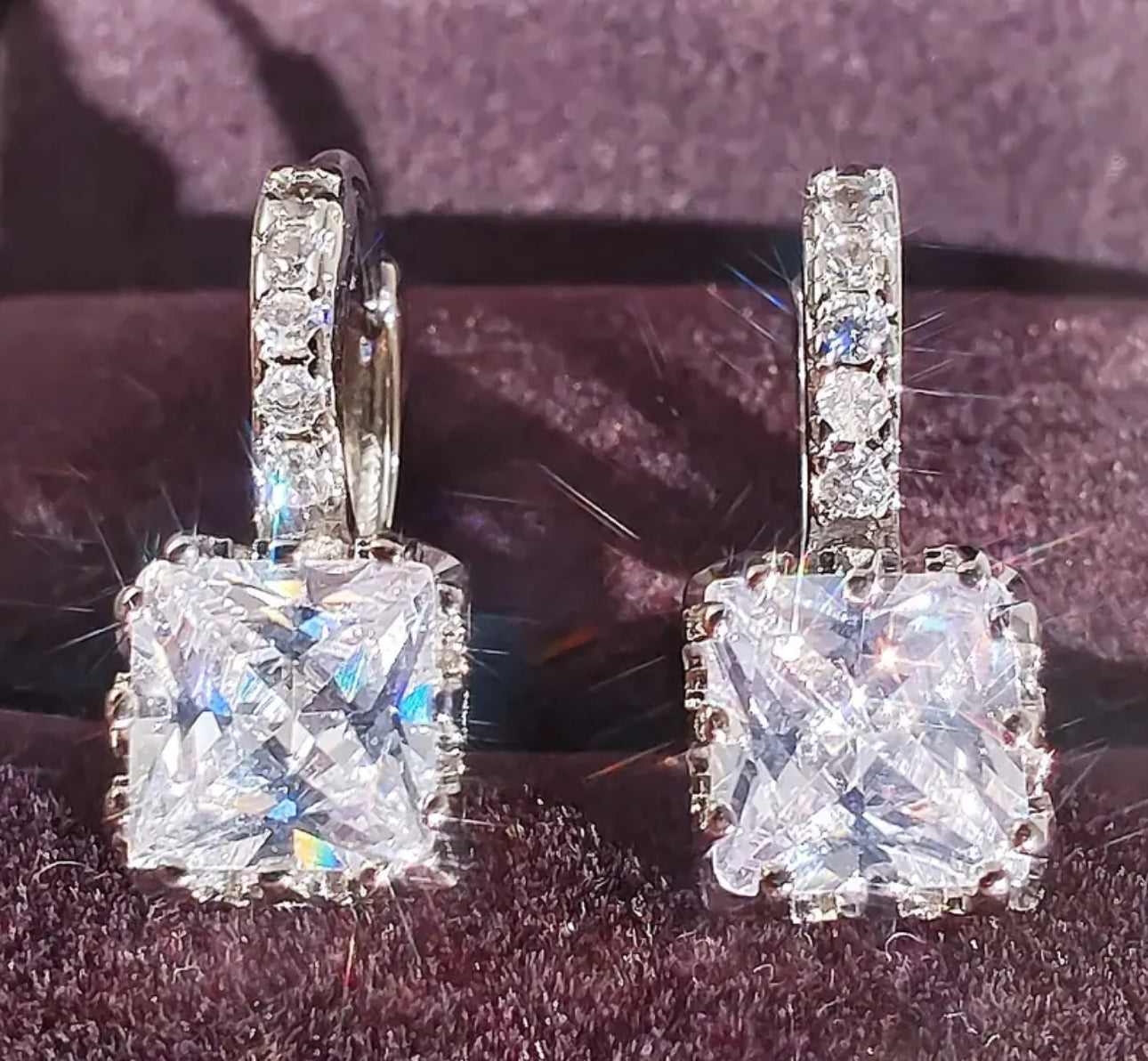 18K Gold Plated Hypoallergenic Sterling Silver- Created Synthetic Zirconia Full Earrings