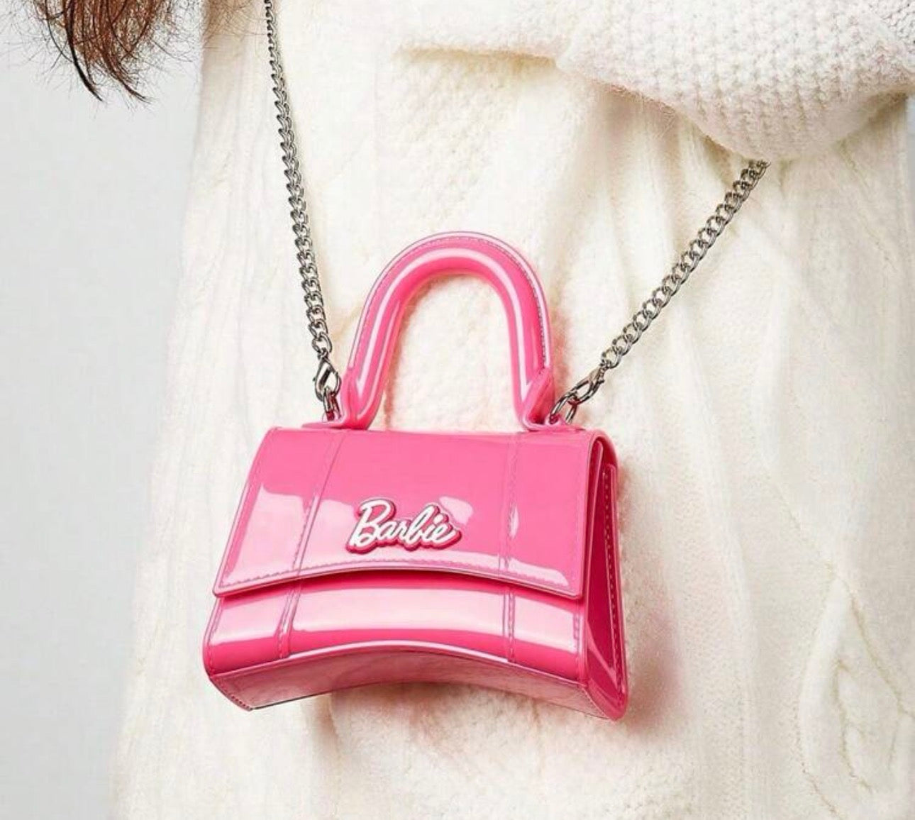 Barbie Hourglass Jelly Purse—Shiny Translucent PVC, Spacious Interior & Multi-Pocket Design, Perfect For Party and Daily Use