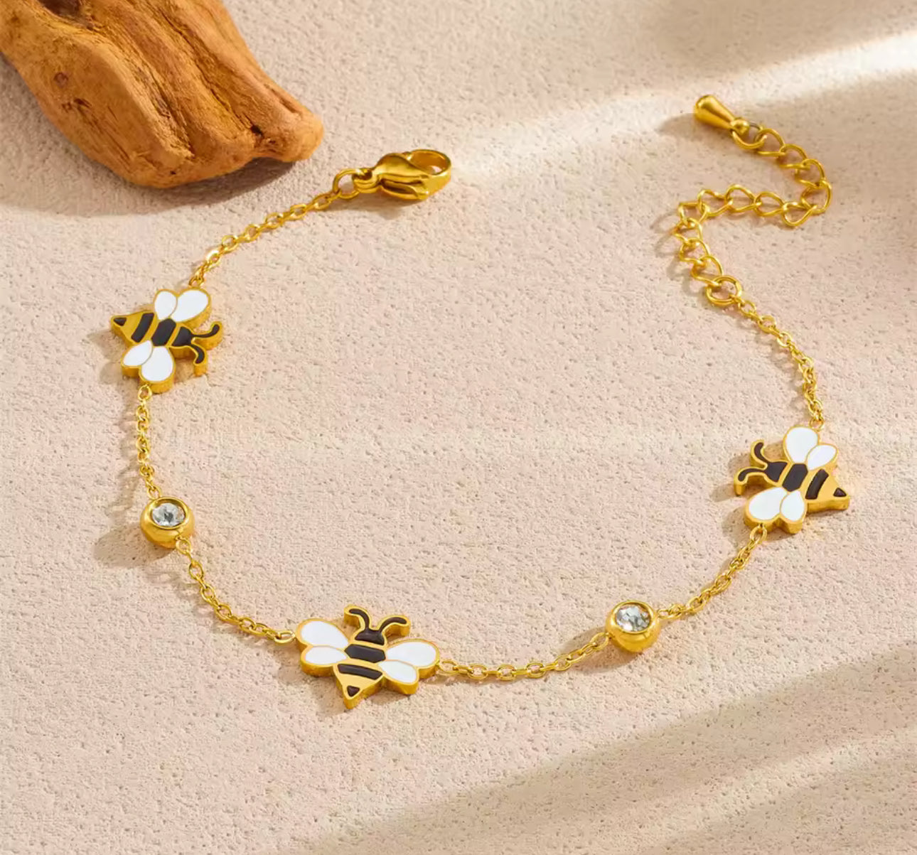 316L Stainless Steel Elegant Bee Necklace Bracelet Earrings Set