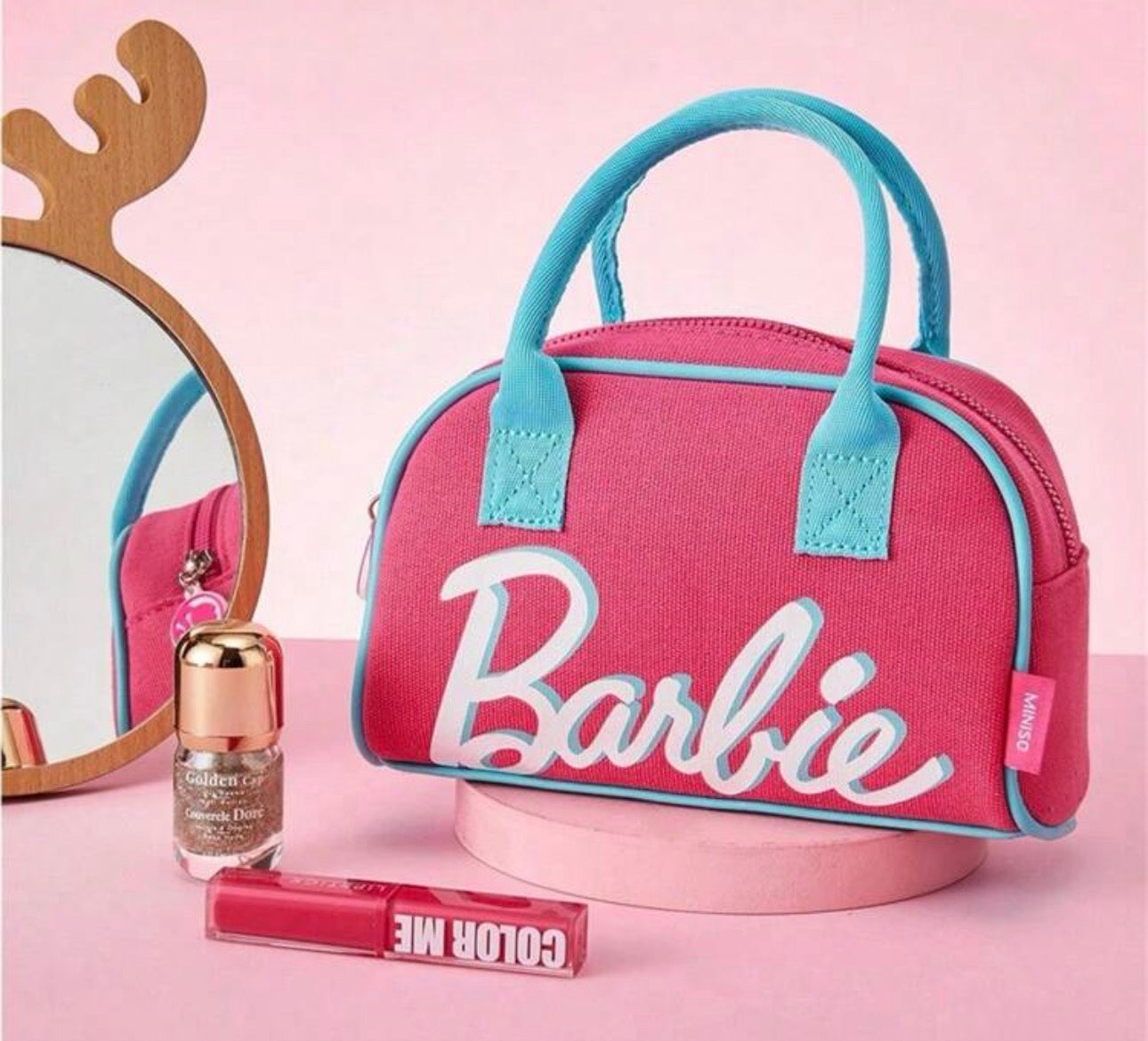 Barbie Daylight Shining Bun Bag— Cartoon Cute Handbag Cosmetic Bag Office Mini Bag Large Capacity