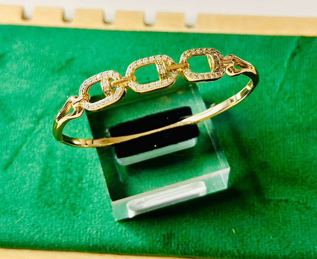 Elegant Luxurious Stainless Steel Clip on Bangle with Rhinestone Inlaid