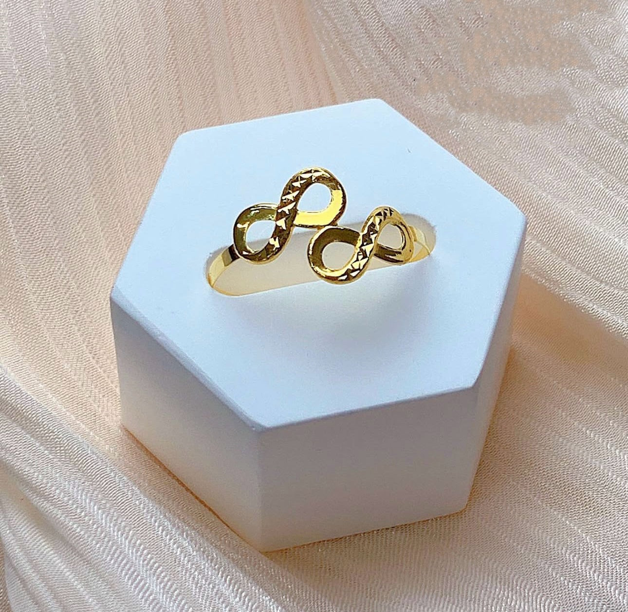 18k Real Gold Double Infinity Ring