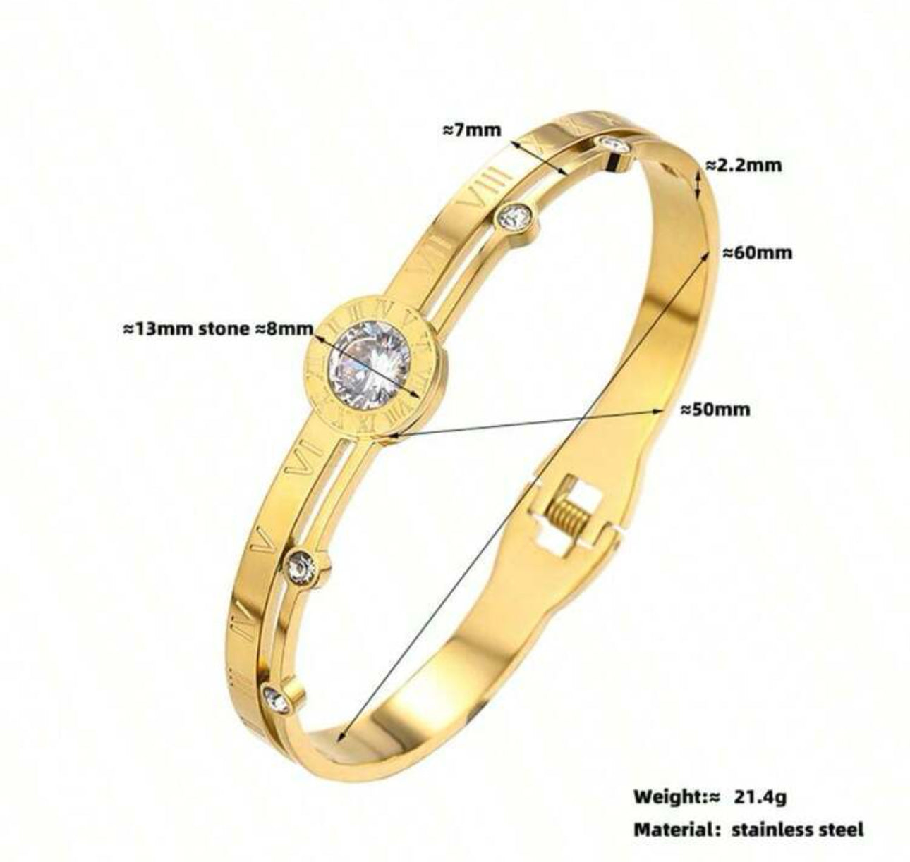 Luxury Style Stainless Steel Roman Numeral with Inlay Bracelet