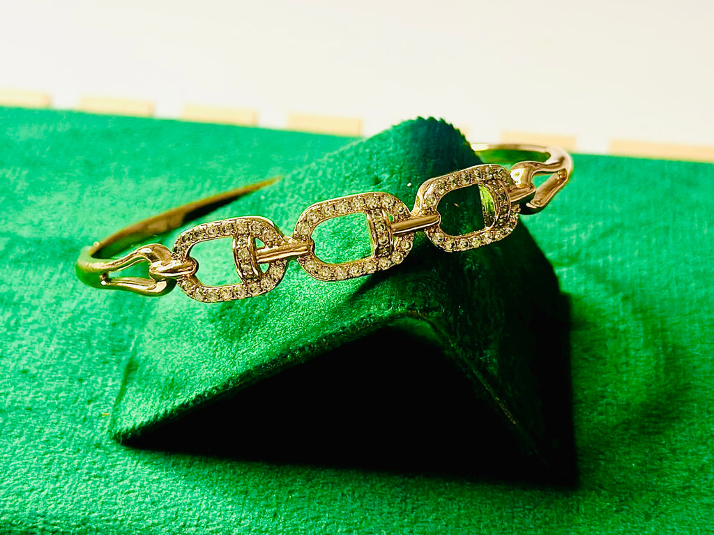 Elegant Luxurious Stainless Steel Clip on Bangle with Rhinestone Inlaid