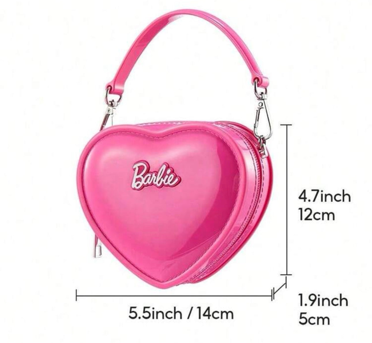 Barbie Jelly PVC Heart Shaped Bag— Cute Cartoon Anime Chain Crossbody Shoulder Bag Sweet Fashion Love Shape Handbag