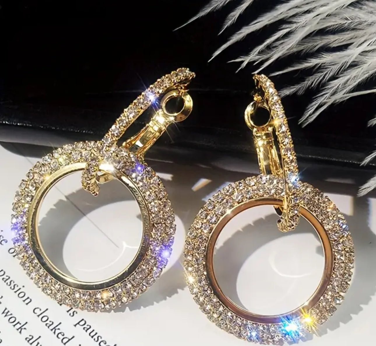 Vintage Inspired Double Hoop with Rhinestone Earrings 925 Sterling Silver and Copper Non Tarnished Hypoallergenic