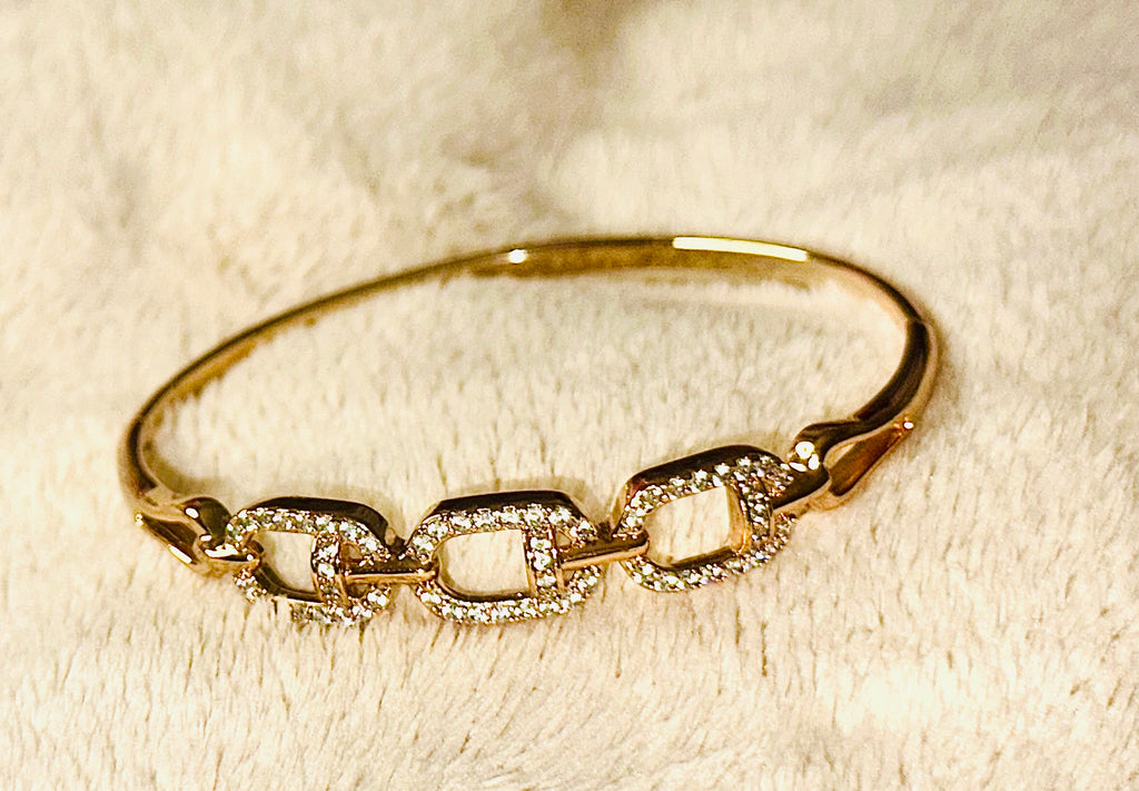 Elegant Luxurious Stainless Steel Clip on Bangle with Rhinestone Inlaid