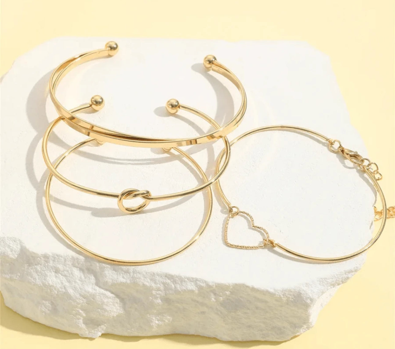 Simple Elegant Vintage Stainless Steel Bracelet Set- Woven Twist Texture Bangles