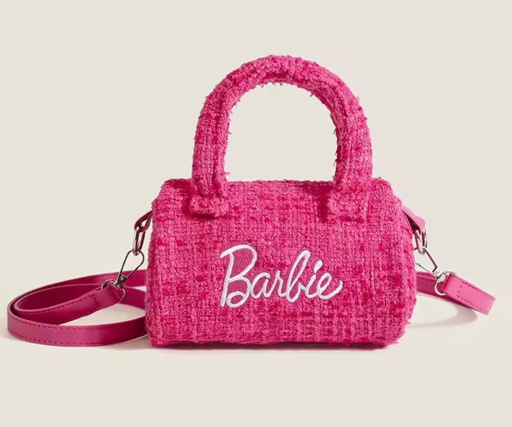 Barbie Pink Messenger Handbag|Crossbody Bag|Shoulder Bag Cylindrical Bucket Bag