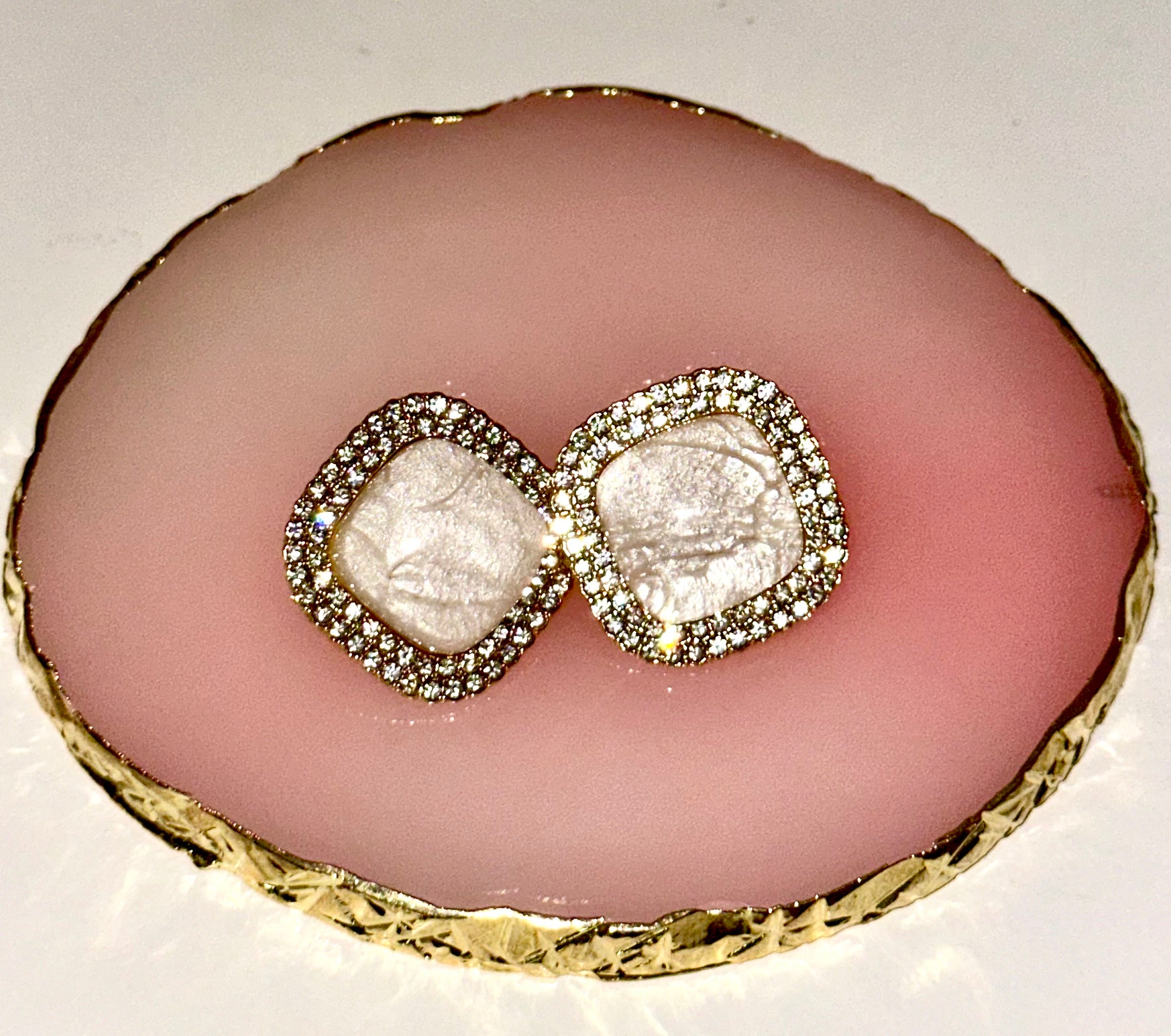 French Sweet Classic Luxury Rhinestone Inlaid Ice Crack Design Earrings