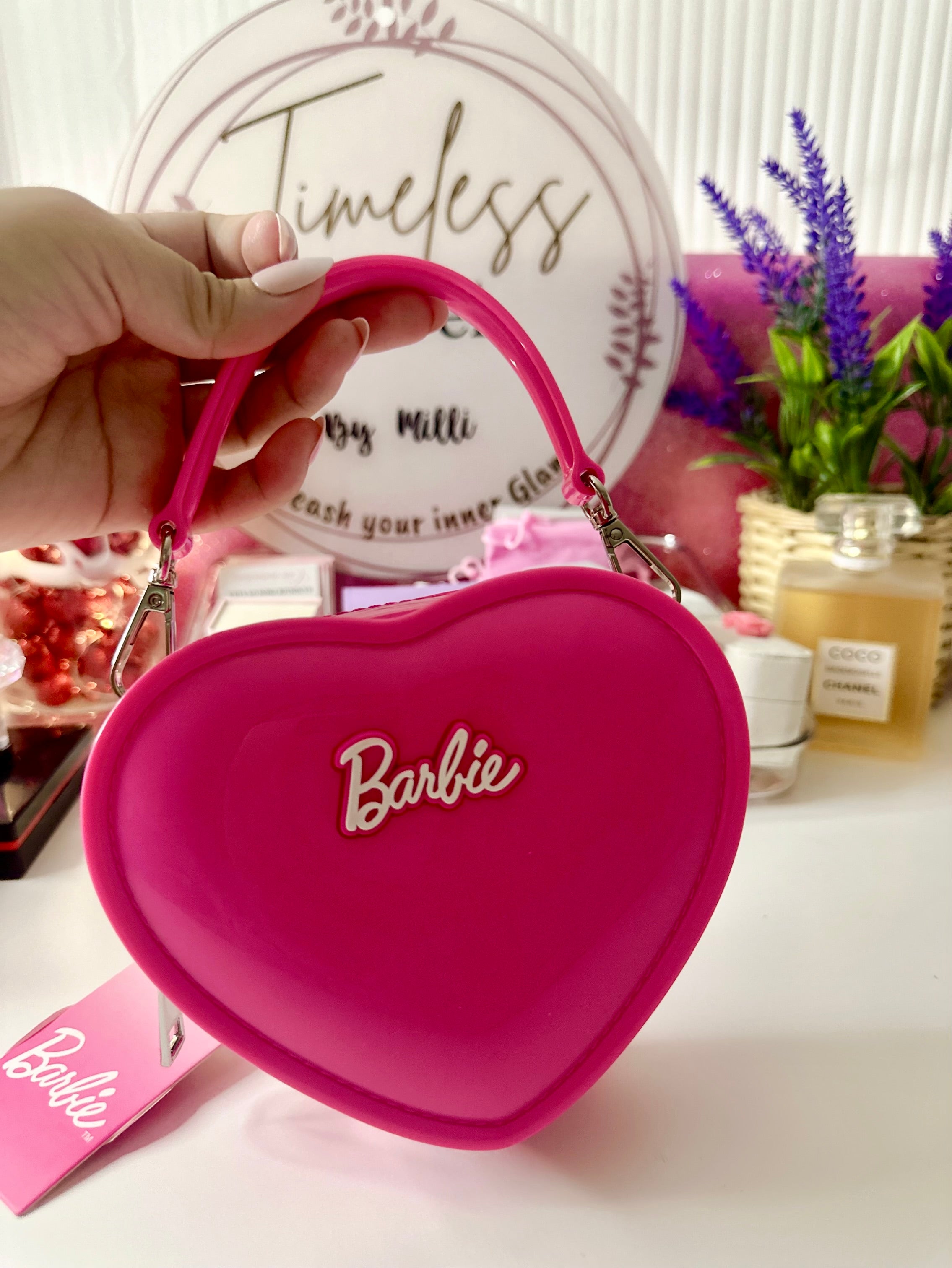 Barbie Jelly PVC Heart Shaped Bag— Cute Cartoon Anime Chain Crossbody Shoulder Bag Sweet Fashion Love Shape Handbag