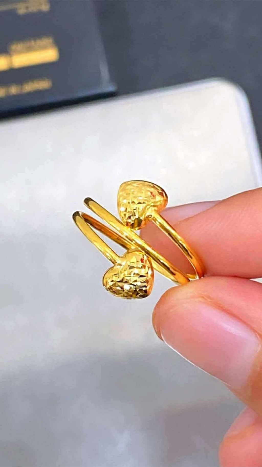 18K Real Gold Double Layer Heart Ring