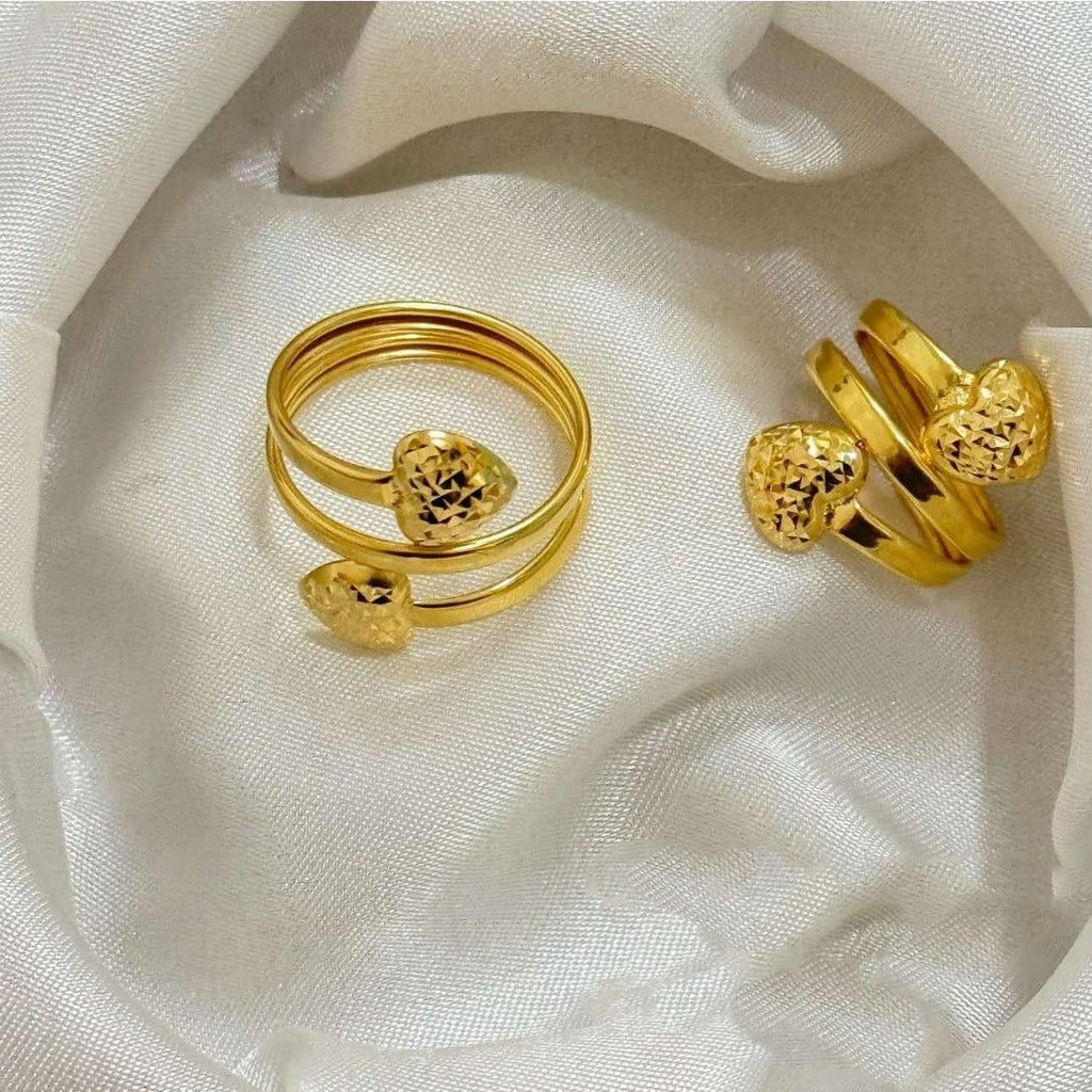 18K Real Gold Double Layer Heart Ring