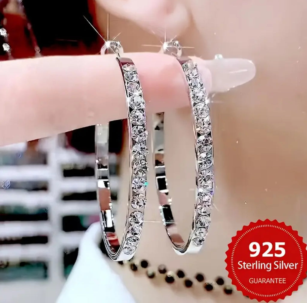 Elegant 925 Sterling Silver Large Hoop Earrings