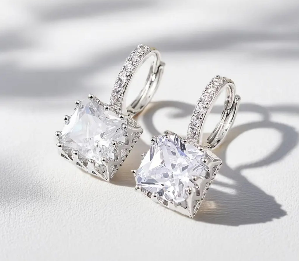 18K Gold Plated Hypoallergenic Sterling Silver- Created Synthetic Zirconia Full Earrings