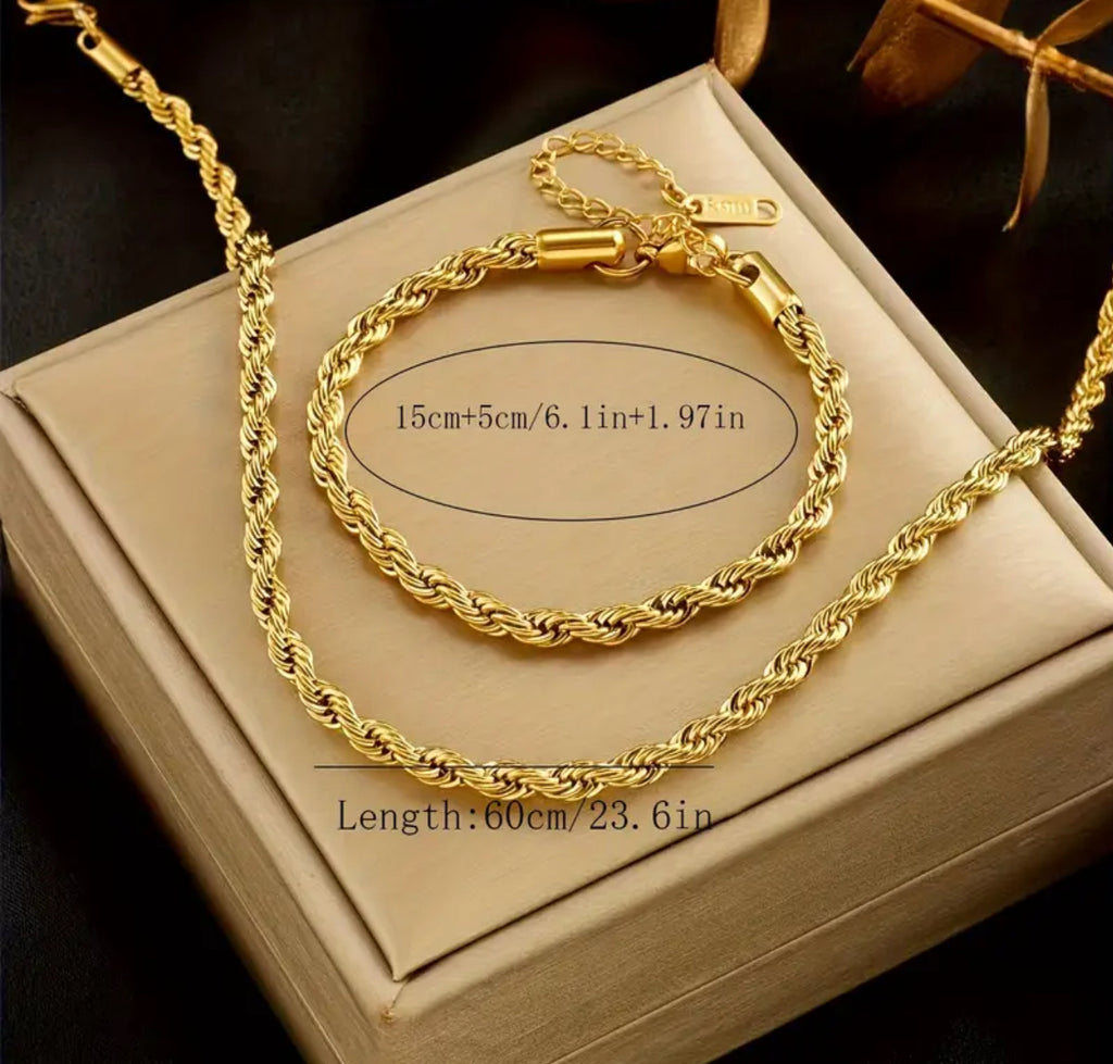 Stainless Steel Hypoallergenic Set for Men-Minimalist Casual Daily Wear Chunky Chain Design