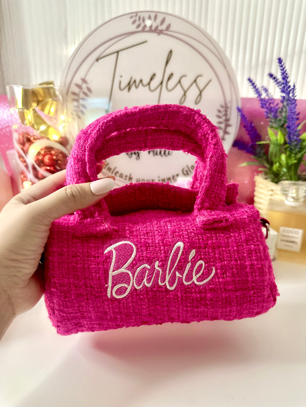 Barbie Pink Messenger Handbag|Crossbody Bag|Shoulder Bag Cylindrical Bucket Bag