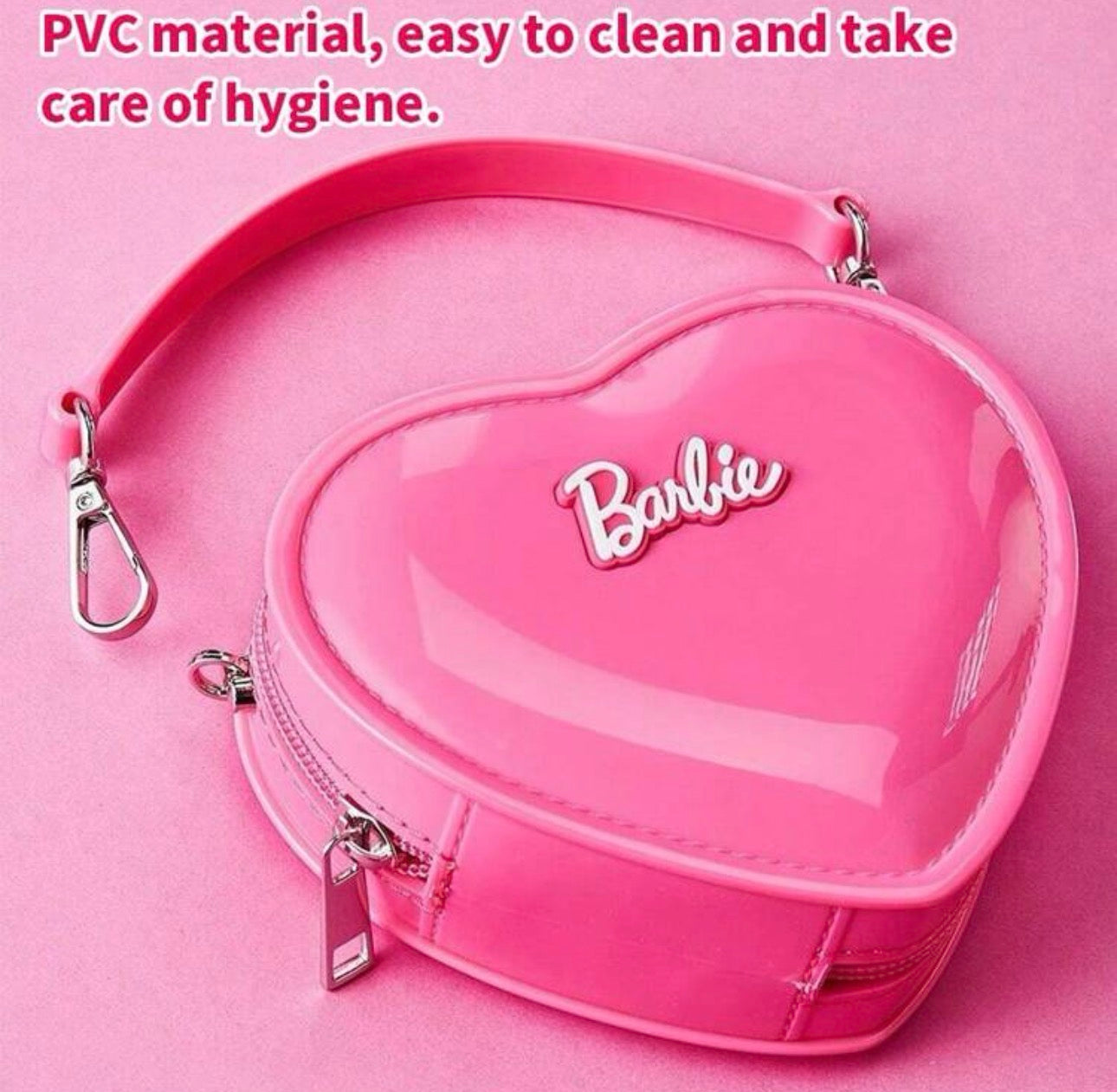 Barbie Jelly PVC Heart Shaped Bag— Cute Cartoon Anime Chain Crossbody Shoulder Bag Sweet Fashion Love Shape Handbag