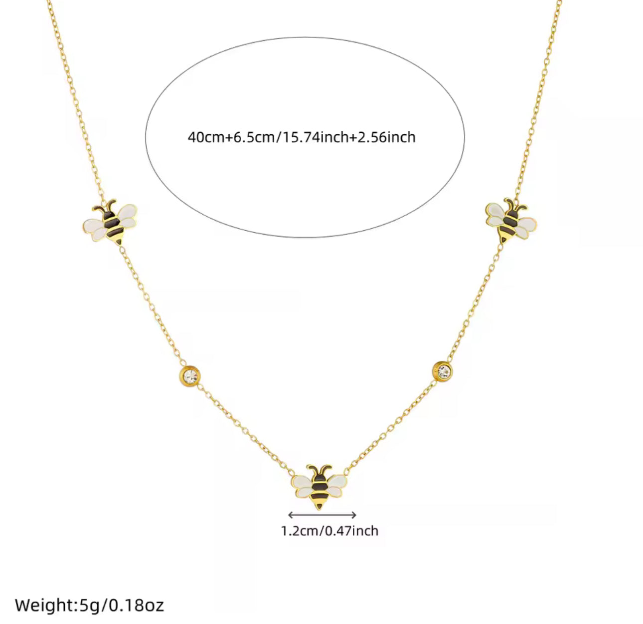 316L Stainless Steel Elegant Bee Necklace Bracelet Earrings Set