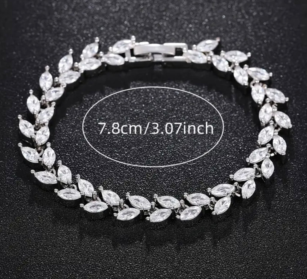 Elegant Luxury Wheat Sheaf Design with Sparkling Cubic Zirconia Stainless Steel-Perfect for Daily Wear and Special Occasions, All-Season Accessory, Minimalist|Cubic Zirconia Bracelet