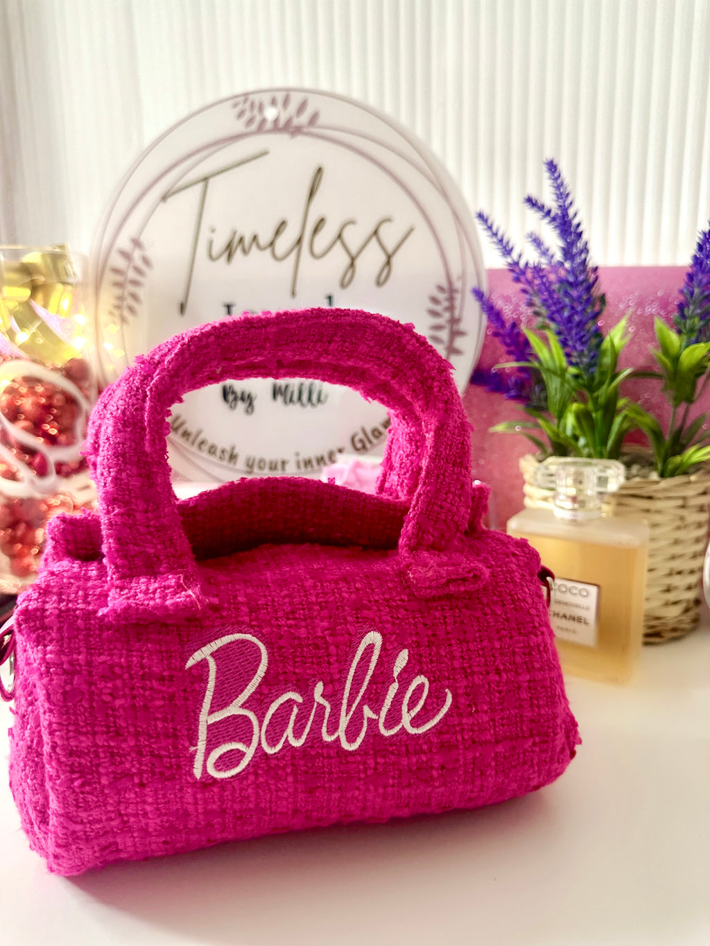 Barbie Pink Messenger Handbag|Crossbody Bag|Shoulder Bag Cylindrical Bucket Bag