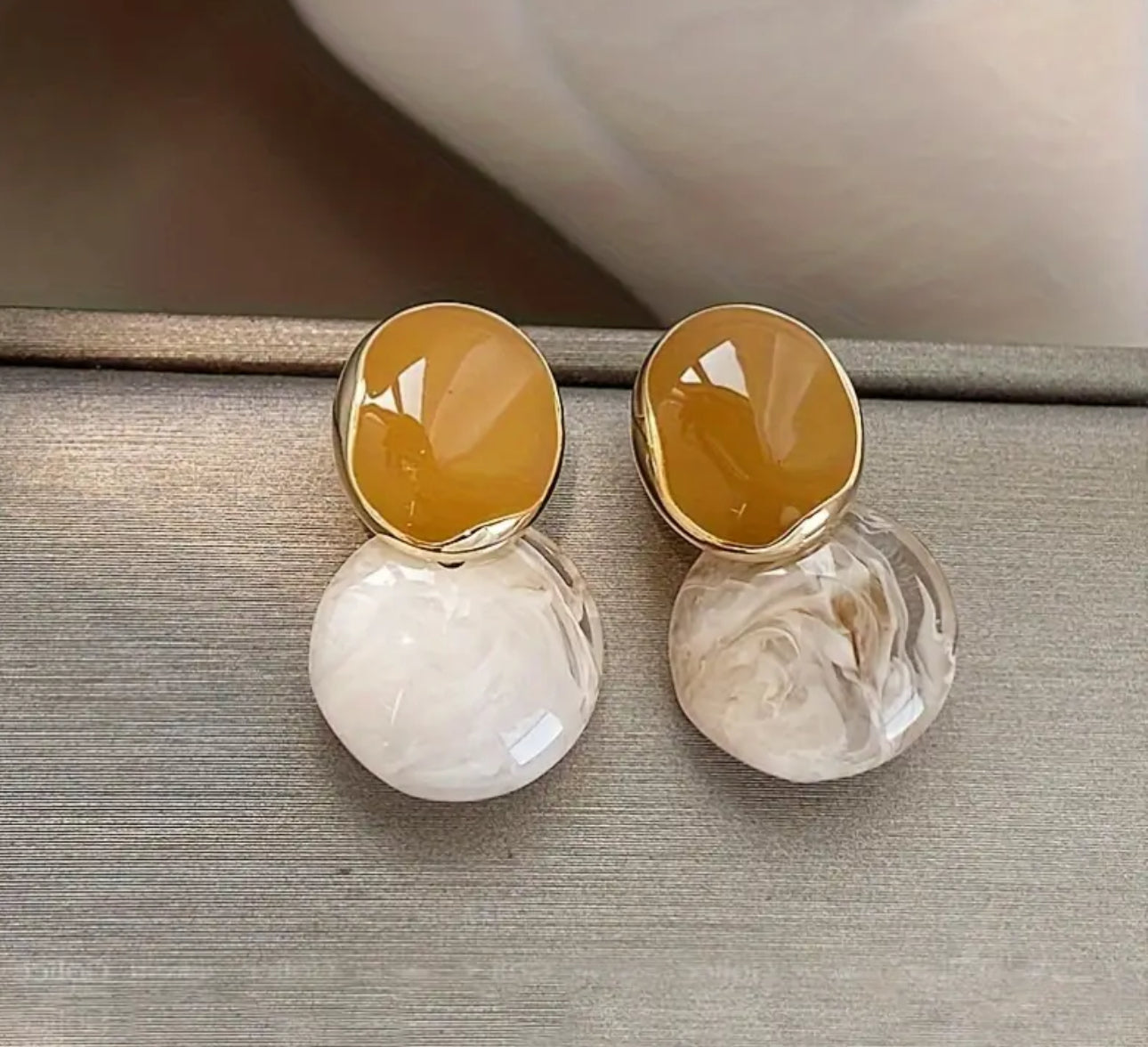 Elegant Brown Drop & Dangle Stainless Steel Post Earrings