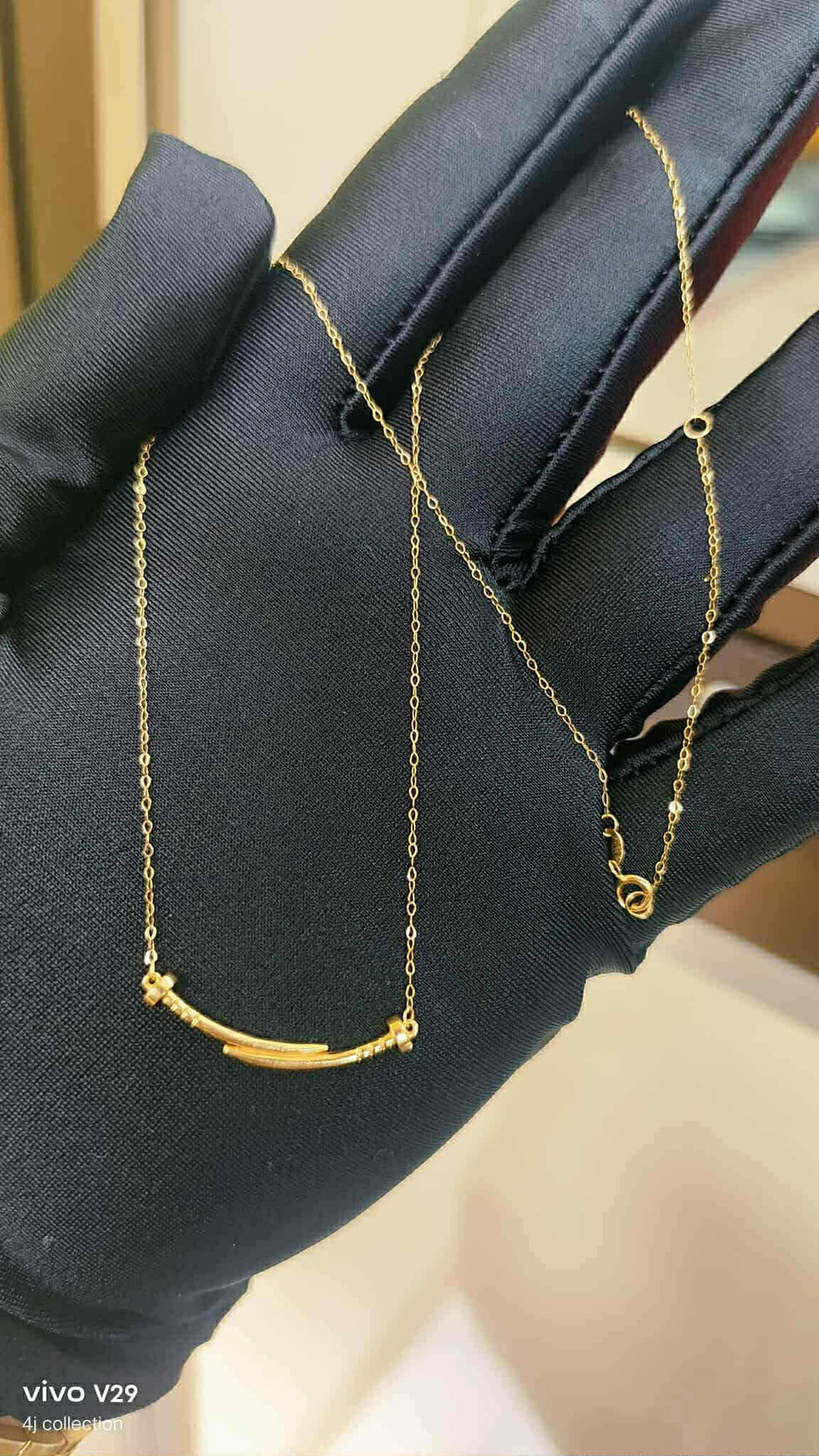 18K Real Gold Double Sword Necklace