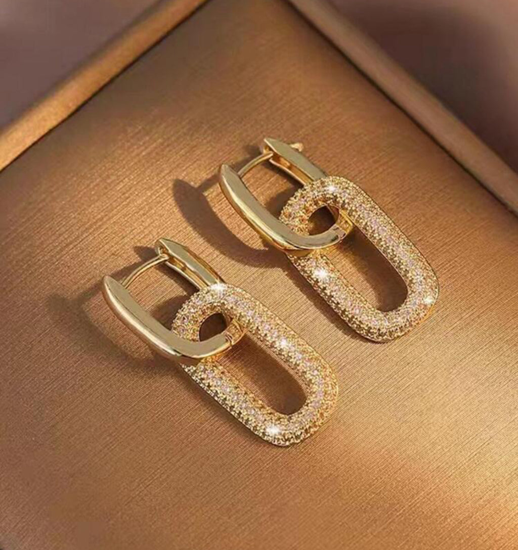 A Pair of Geometric Elegant Earrings with Double Wearing Ways, Sophisticated Stainless Steel Hypoallergenic Jewelry