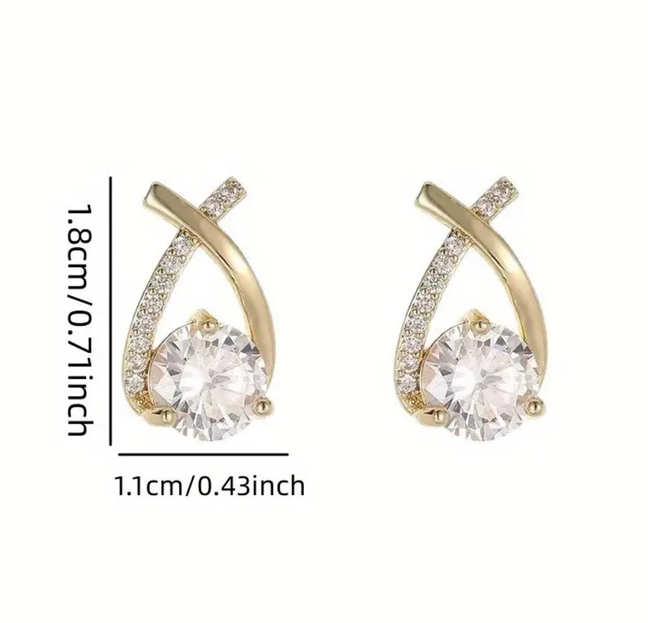 Elegant Twisted Drop Moissanite Stone Earrings with Inlaid Stone Accent|18K Gold Plated Stainless Steel,Waterproof,Hypoallergenic Materials