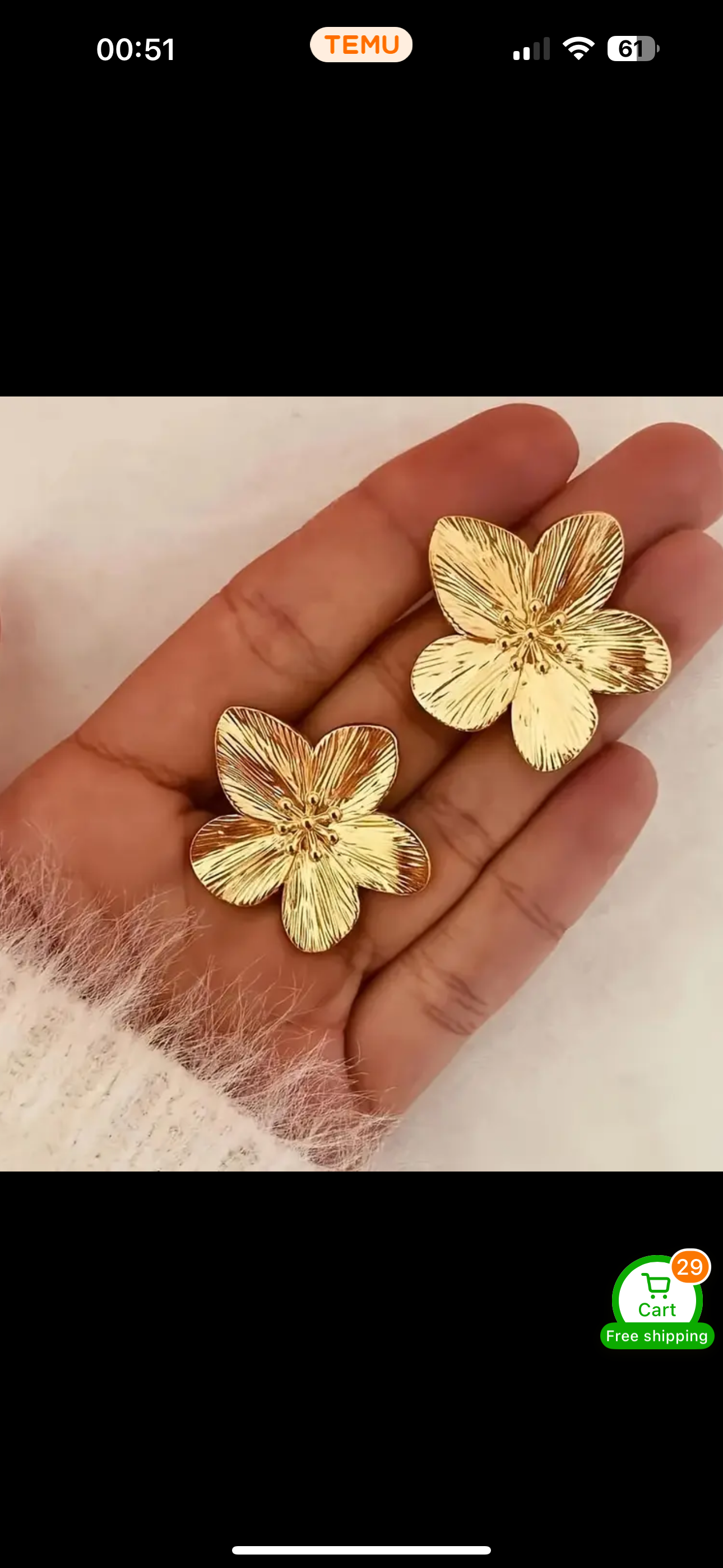 Retro Classic 18K Gold Plated Stainless Steel Flower Earrings