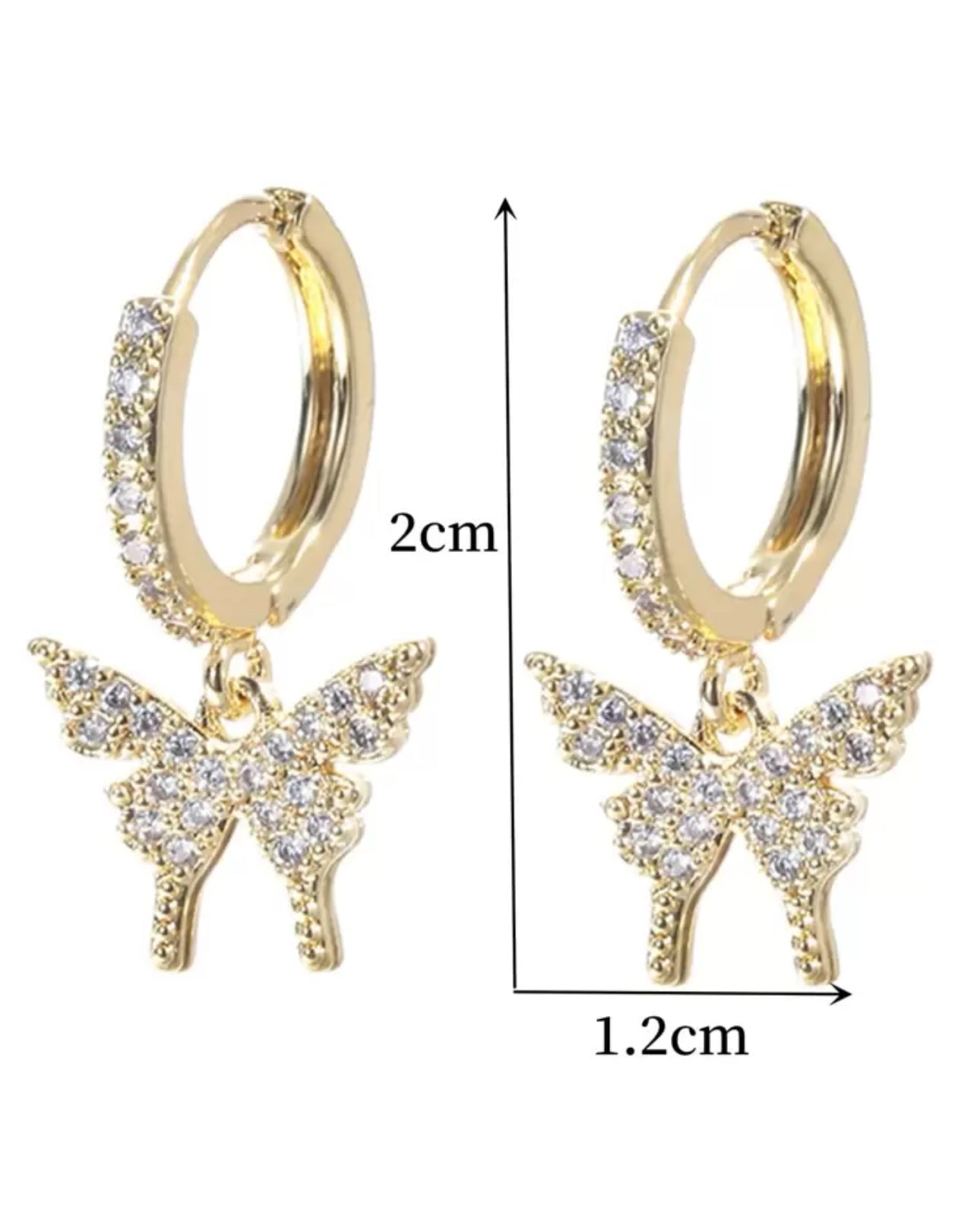 Luxury Drop Butterfly Earrings with Inlaid Rhinestones Accent—Stainless Steel|Non Tarnished | HypoallergenicMaterials