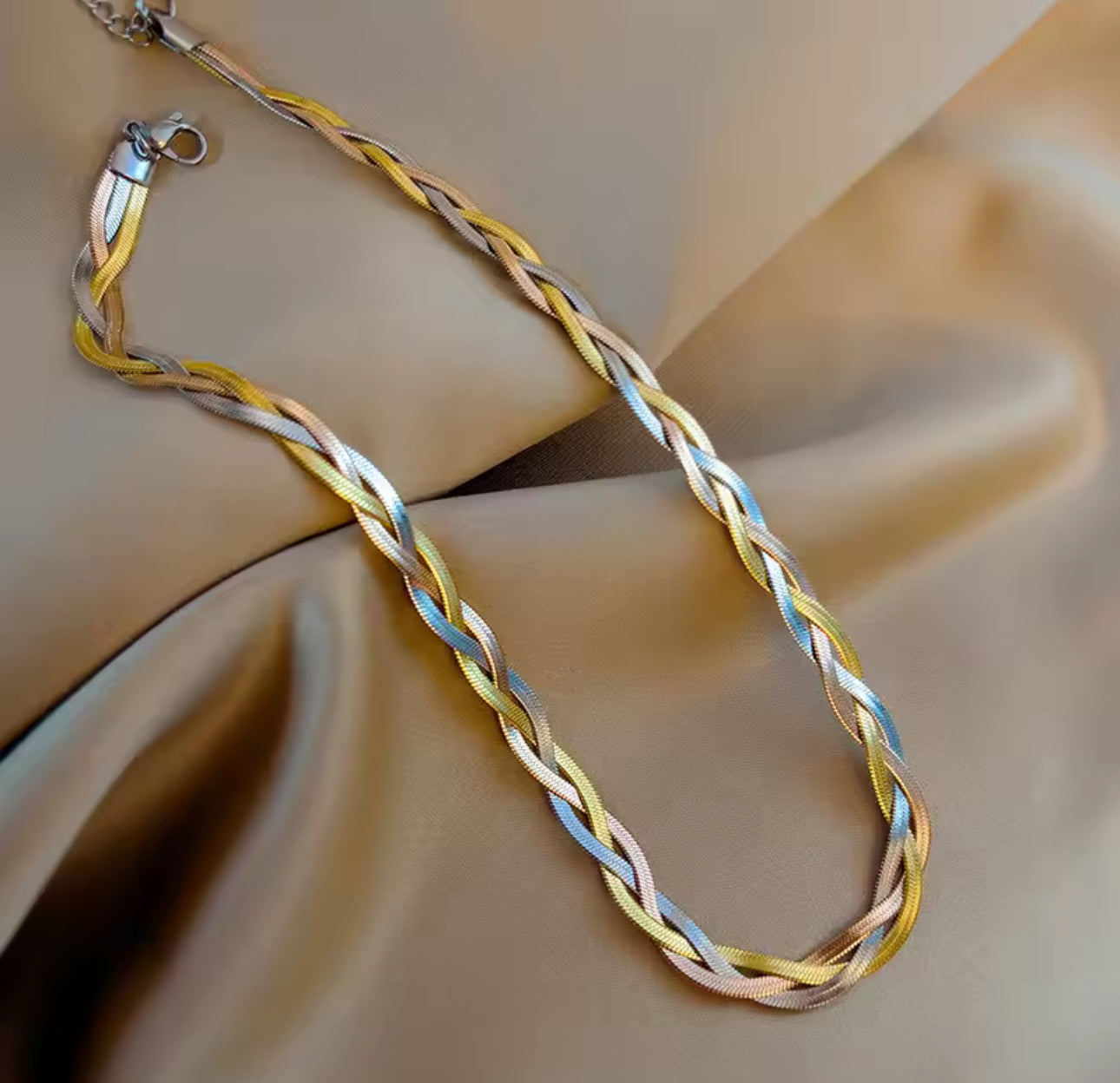 316L Stainless Steel 3in1 Crossover Snake Chain Necklace