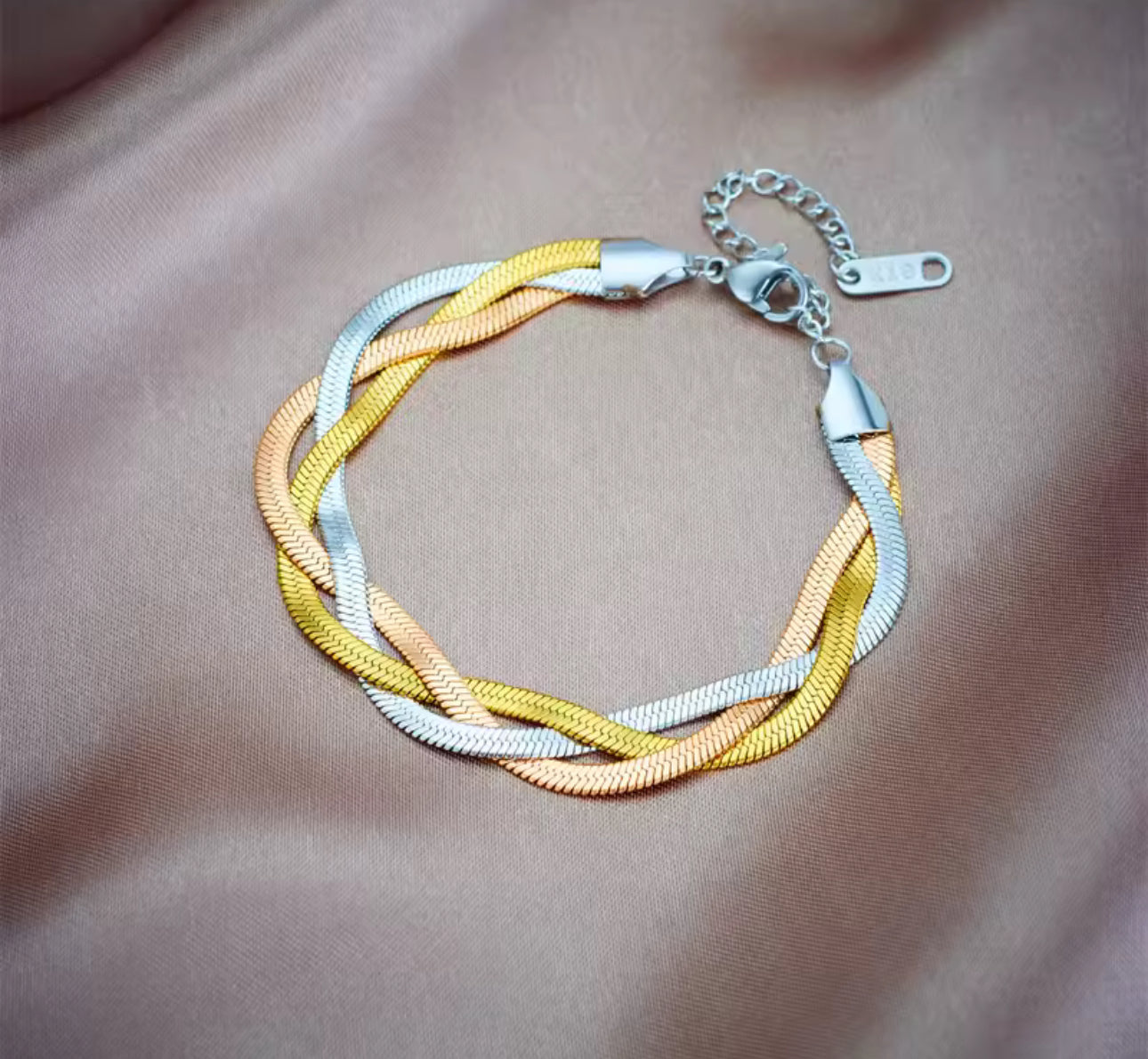 316L Stainless Steel 3in1 Crossover Snake Chain Bracelet