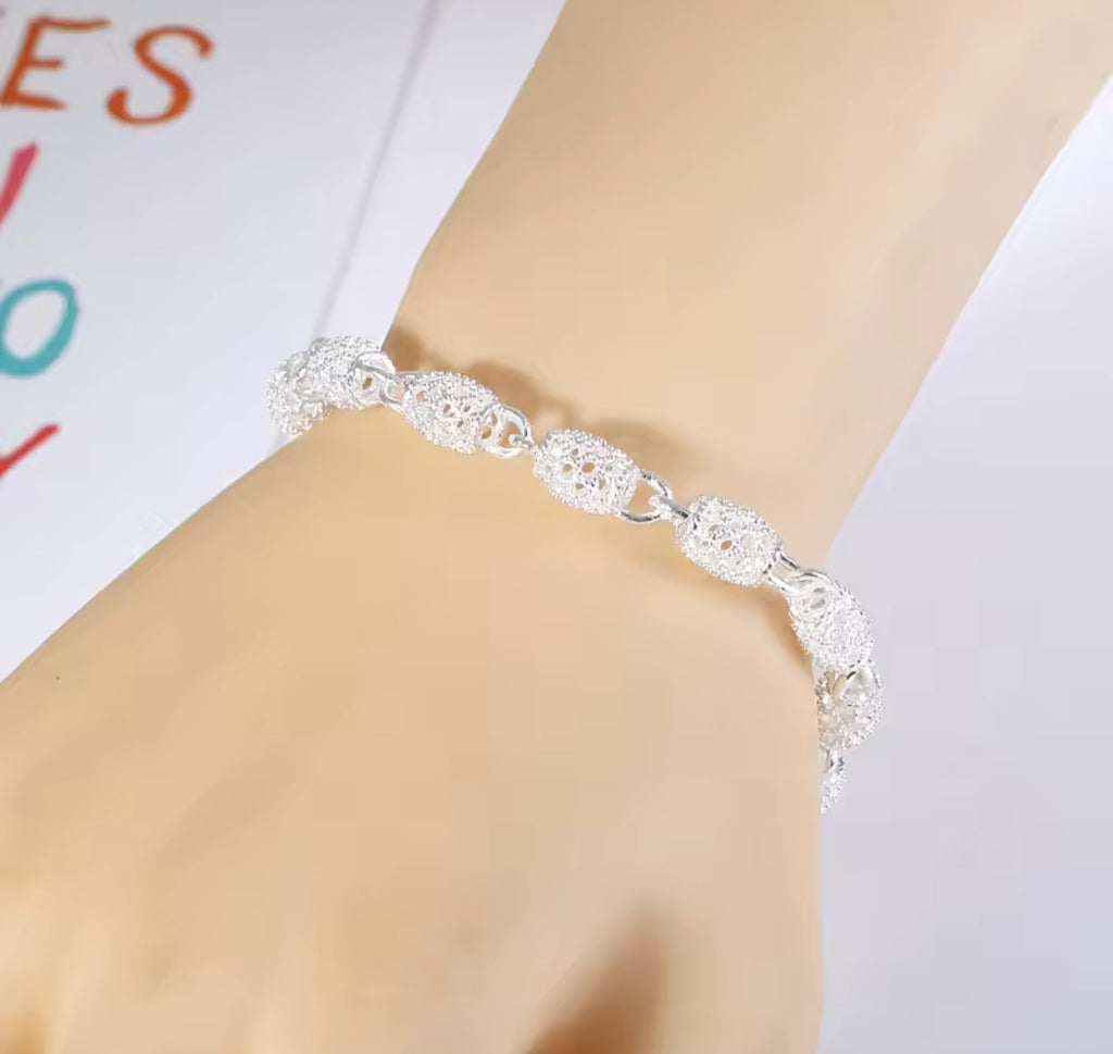 Luxury Simple Hollow Lantern Ball Charm Bracelet 925 Sterling Silver