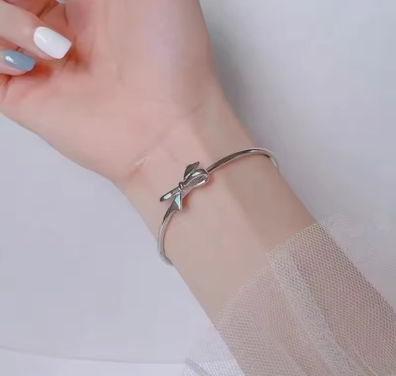 Simple Elegant Romantic Cute Bow Bangle|Sterling Silver Hypoallergenic Material