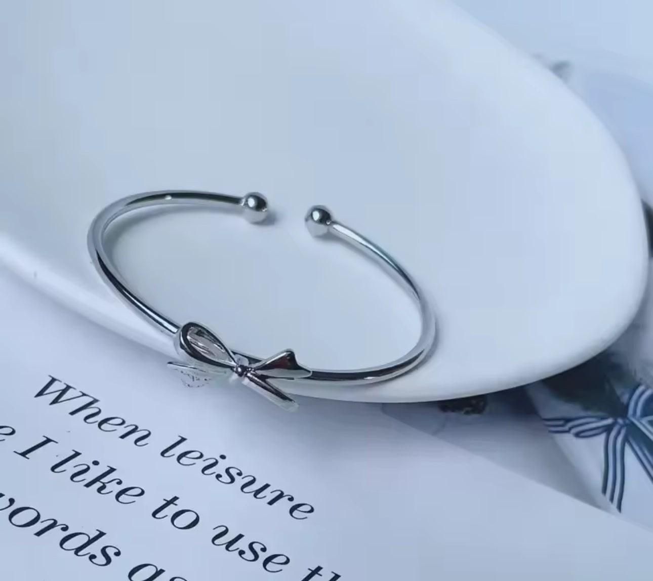 Simple Elegant Romantic Cute Bow Bangle|Sterling Silver Hypoallergenic Material