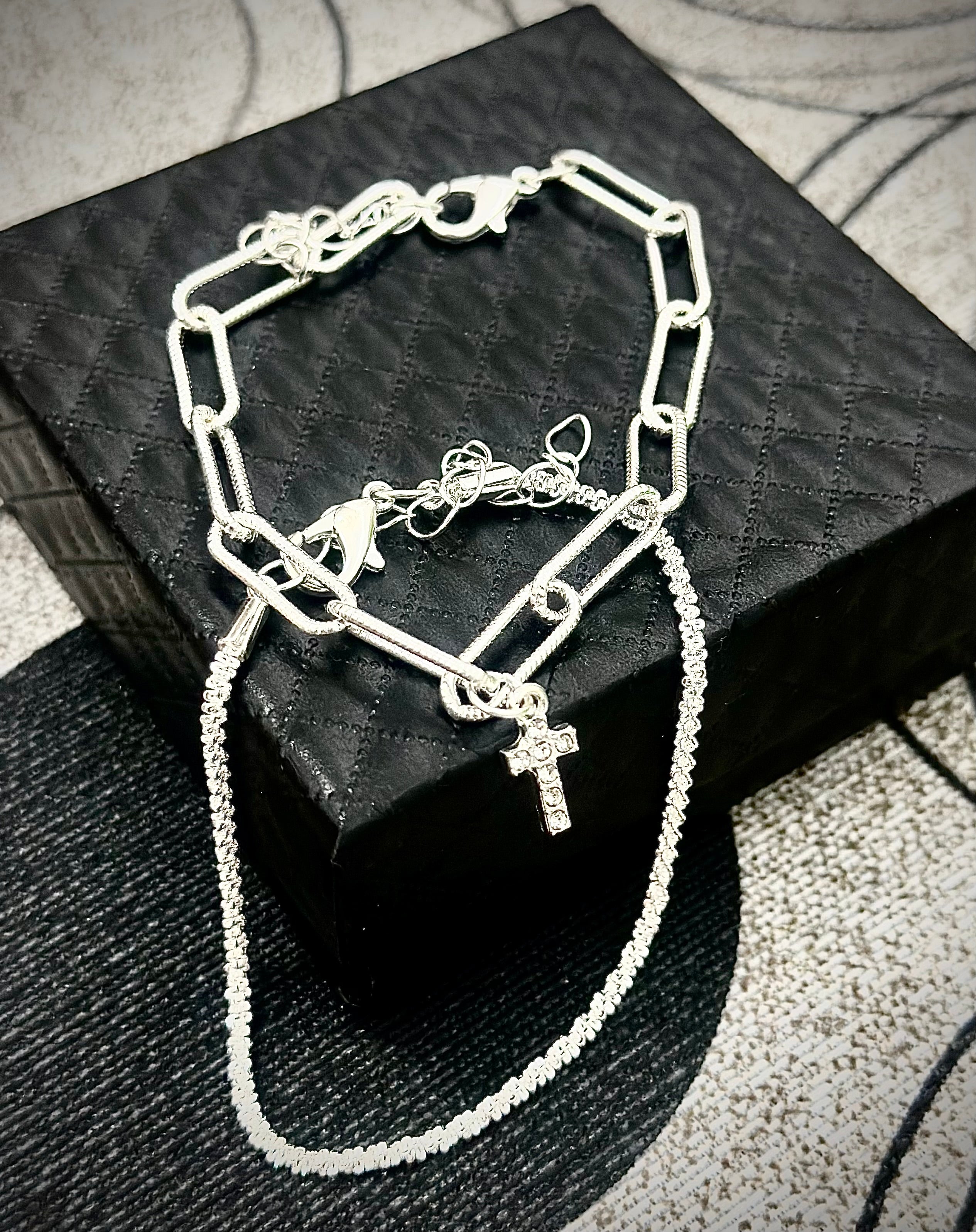 Simple Elegant Sterling Silver Dual Set Bracelet—Perfect for Daily Wear