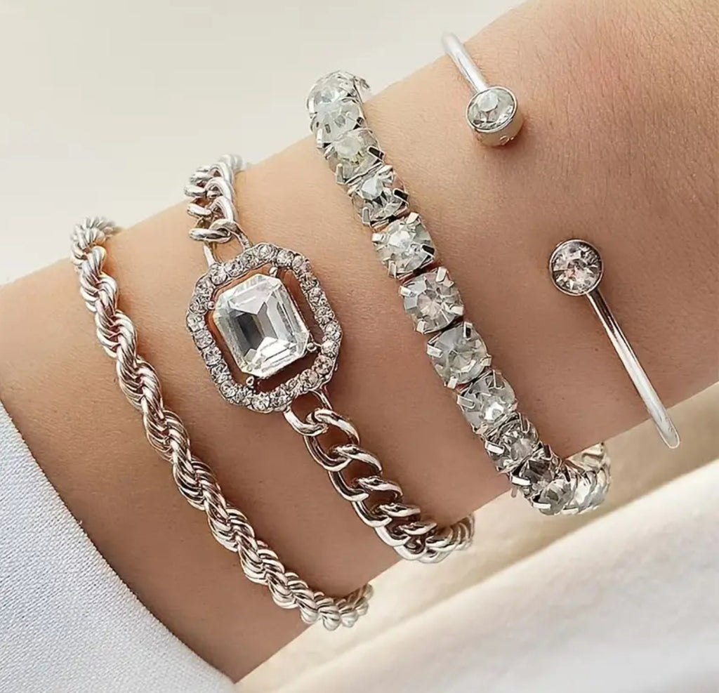 Sterling Silver Luxury Bracelet Set